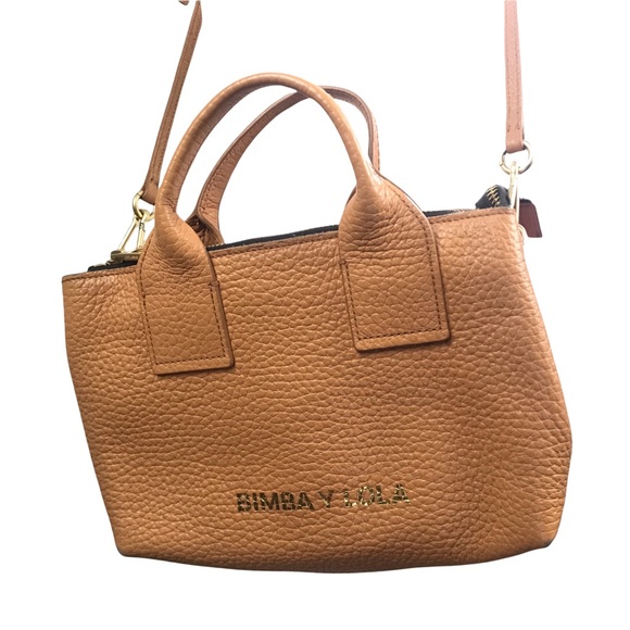 Bimba Y Lola Tan Leather Small Handbag Satchel - Picture 2 of 15